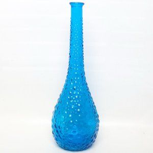 Vintage Empoli Turquoise Blue Bubble Glass Genie Bottle Hobnail Decanter ITALY